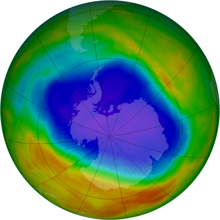 Antarctic ozone map for 13 October 1989